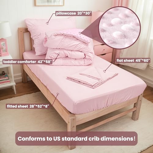 Image of 4 Piece Toddler Bedding Set, Plush Minky Crib Bedding Set