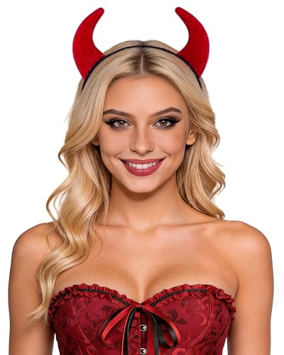 Bonnie Z. Leonardo Furry Red Padded Devil Horns Headband