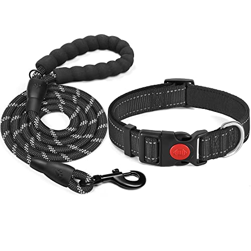 haapaw Collare Riflettente per Cani con Morbido Neoprene Traspirante Regolabile Collari in Nylon Per Cani Piccoli Medi Grandi