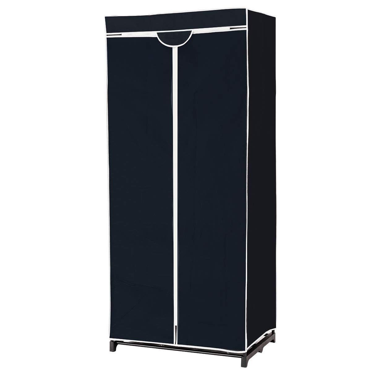 COSTWAY Armario de Tela Plegable 75x50x170cm Guardarropa Closet con Barra para Colgar Ropa Organizador Negro