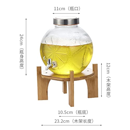 Wssbk Glass Fruit Tea Jar Household Refrigerator Kettle Sealed Wine Barrel Beverage Barrel With Tap Beer Container (Color : B, Size : As The Picture Shows) #TOP4