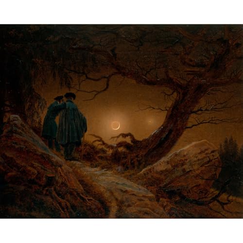 Deux hommes contemplant la lune impression giclée de Friedrich pour salon élégant