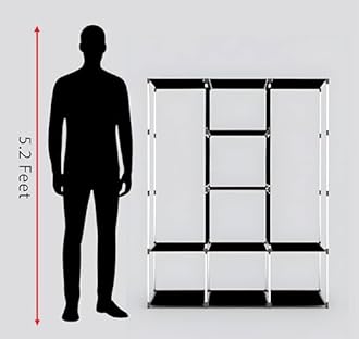 Maison & Cuisine Collapsible Wardrobe Closet for Clothes Almira, 2 Hanging Space, 8 Shelves Non-Woven Fabric 90 GSM (88230) (Purple)