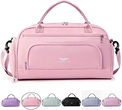 FIORETTO 30L Womens Weekend Bag Overnight Hospital Bag with Shoes Compartment & Wet Pocket, Water Resistant Gym Bag Duffle Bag Travel Bag Holdall for Women Men Black