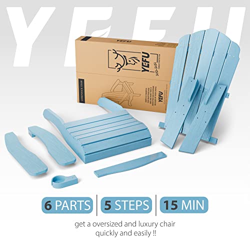 Yefu Oversized Plastic Adirondack Chair With Cup-Holder (Large Dual-Purpose), Weather Resistant, Poly Lumber Outdoor Chairs Duty Rating Widely Used In Patio, Lawn, Outside, Deck, Garden Chairs-Blue #TOP5
