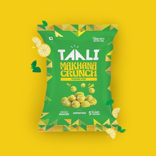 Image of Taali Roasted Makhana | 60 gm (Pack of 9) | Pudina Pop | 100% Vegatarian | Gluten Free, No Cholesterol, No Trans-Fat