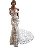 Hoepoly Long Sleeve Wedding Dresses for Brides 2024 Chiffon Tulle Boho Bridal Gowns for Wedding