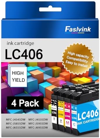 Cartuchos De Tinta Preta De Alto Rendimento LC406XL LC406 Para Cartuchos De Tinta Brother LC406 XL LC-406 Compatíveis Com Brother MFC-J4335DW MFC-J4535DW MFC-J5855DW MFC-J5855DW MFC-J6555DW