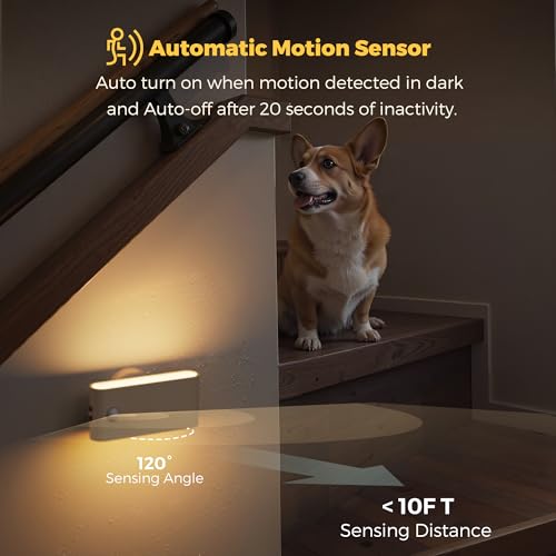 Image of L LOHAS LED Motion Sensor Night Light, Rechargeable Stair Lights Indoor, Portable Warm White Motion Sensor Light Indoor, Battery Operated Night Light for Bedrooms, Stairway & Bathrooms[2 Pack]