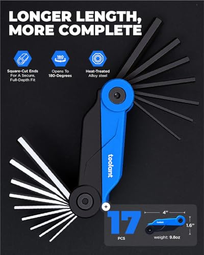 Image of Kraftek toolant 17PCS Folding Allen Wrenches Sets(Metric and SAE), Metric Allen Key Set 1.5mm- 8mm, SAE Hex Key Set 5 /64 inch- 1 /4 inch, Folding Hex Keys for Home Repair and Bikes(EDC),gift for men