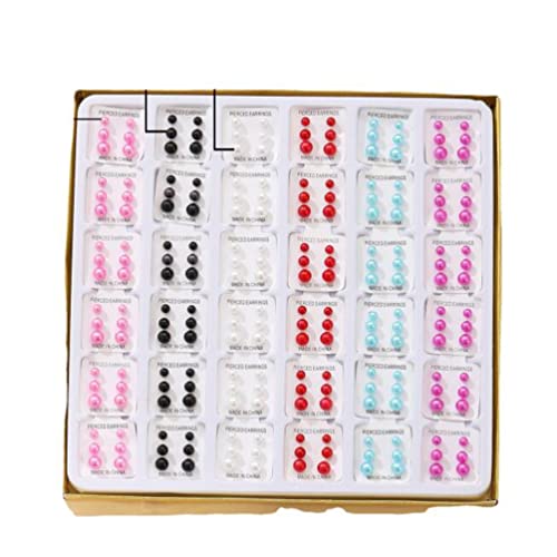 Color Pearl Stud Earrings Set 108 Pairs Boxed Retro Simple Baroque Stud Earrings Women #TOP24