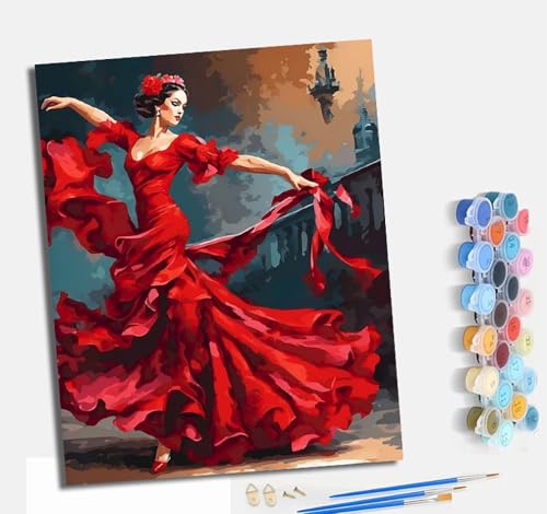 MLNMENG Peinture par Numéros pour Adulte Peinture par Numero pour et Adulte DIY Acrylique Débutants Facile sur Toile Peintures et Pinceaux danseuse de...