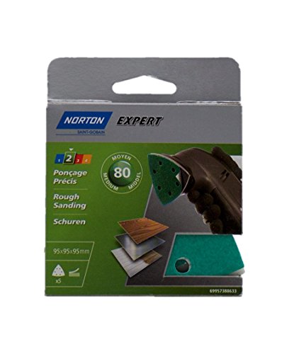 Norton, 3157625659094, Da Auto-Assemblaggio Norton Set 5 Esperti Fogli Di Carta Vetrata Con 6 Fori Per 95 Millimetri Di Diametro Triangolare Sanders G