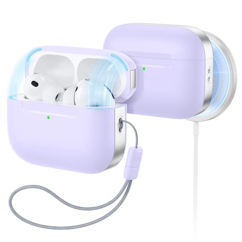 Image of ESR for AirPods Pro 3 Case (USB-C), Compatible with MagSafe, Magnetic Lid Lock, Full Drop Protection Cover with Lanyard, Pulse Series, Purple