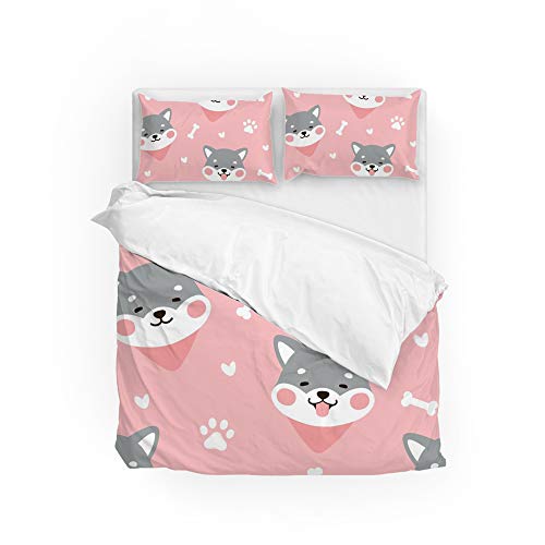 Housse de couette Shiba anti-plis en polyester résistant pour lit double CHEHONG