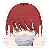 Makima Take Care Funny Peeker Finger Funny Sticker for Water Bottles, Phone, Laptop, Skateboard, Car Size 3'