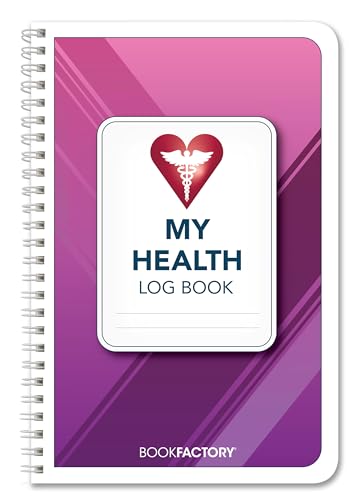 BookFactory My Health Log Book Daily Tracking Record Journal Logbook - Wire-O 100 Pages 6 x 9 (Made in USA)