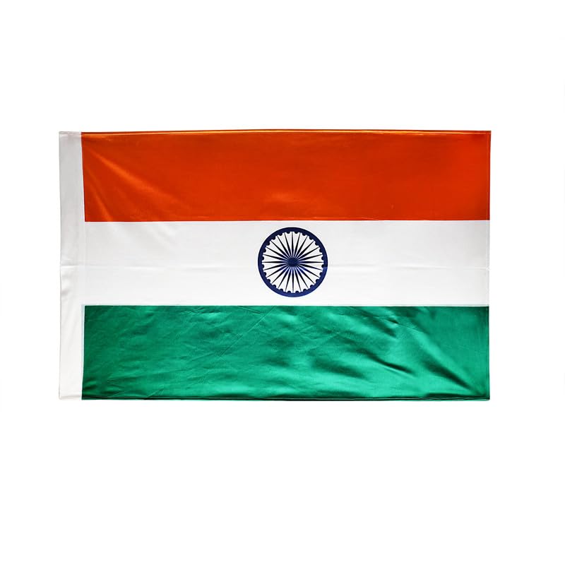 Image of PRIYAKANT SAFAWALA Satin Fabric Indian National Tricolour Flag Double Stitched Tiranga Jhanda (Outdoor /Indoor) All Weather Durable Fabric Flag [Pack Of 10] [Size 20x30 Inches]