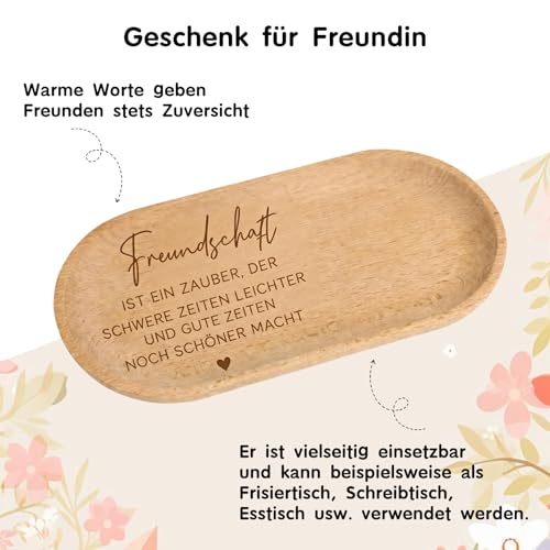 PIujsym Beste Freundin Geschenke Holztablett Mit Gravur Freundschaft Geschenk Freundin Geburtstag Weihnachten Deko Ablage Für Kaffee Kosmetik Badezimmer Frühstückstablett 23x10cm Für Frauen