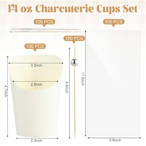 Bokon 100 Set 14 oz Charcuterie Cup with Stick and Bag,White,Classic by Bokon - Used condition - Image 2