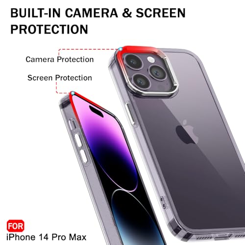 Image of TheGiftKart Hybrid Back Cover Case for iPhone 14 Pro MAX | Built-in Stand | Shockproof Hard Back Case Cover for iPhone 14 Pro MAX (PC & TPU, Clear Back, Transparent Sides)