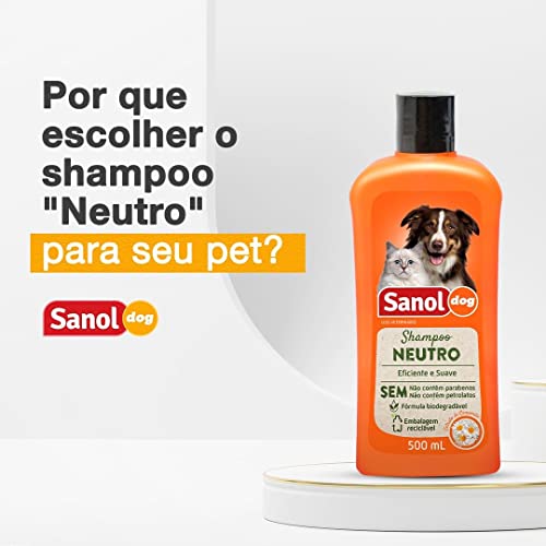 Shampoo de Pêlos Para Cães e Gatos, Neutro, Sanol Dog, 500 ml, Laranja