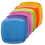 Melange 6-Piece 100% Melamine Square Dinner Plate Set (Squares Solid) | Shatter-Proof and Chip-Resistant Melamine Square Dinner Plates | Multi-Color