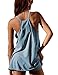 LTSCNRM Women's Hot Shot Mini Dress Athletic Sleeveless Summer Built-in Shorts V Neck Spaghetti Straps Workout Sundress(Bluegrey-S)