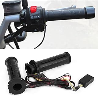 Qiilu Electric Hot Hand Grips, 1 Pair 22mm(7/8Inch) Adjustable Power(12W-24W) Electric Heated Hand Grips Hot Warm Handlebar for Motorcycle ATV Black