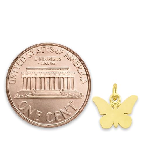 Solid Gold Butterfly Microcharm Available in 10k or 14k, Mini Cute Animal Charm Symbol with Clasp2