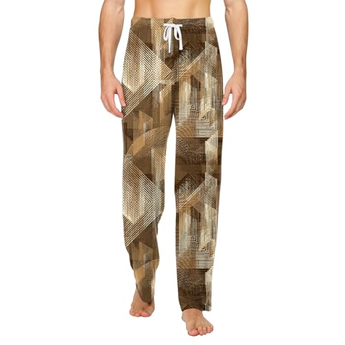 Mens Pants Knit Fashion Plaid Print Pajama Pants Loose Comfy Side Pockets and Adjustable Drawstring Lounge Pants
