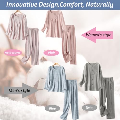 Tear Away Hospital Gown - Snap Closure Post Surgery Pajama Set for Bedridden Patients, Men & Women (Long Sleeve)4