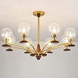  HTTGDGDH Lustre en Bois Doré Romantique Suspendu G9, Lustre pour Chambre