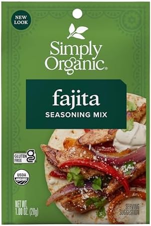 Simply Organic Fajita Seasoning Mix, 1 oz, Pack of 12 - Chicken Fajita Seasoning - Pure Flavor - Ideal for Tacos, Stir-Fries, Mexican Dishes, and More