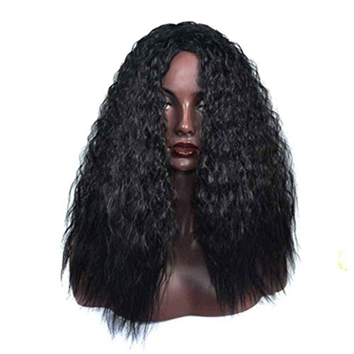 Perruque noire coiffure cheveux longs bouclés volumineuse effet maïs chaude