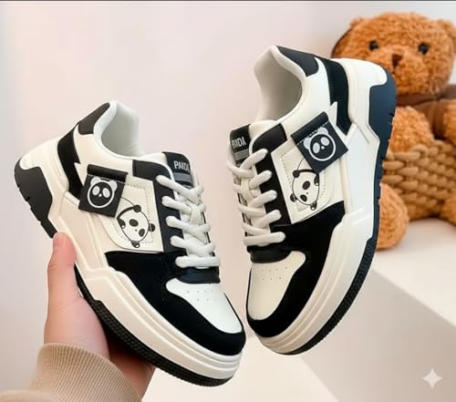 Image of Sneakers for Women Comfortable Synthetic Leather Shoes for Woman, Lace-Up Casual Girls Shoe, Lightweight Sneaker Shoes for Woman