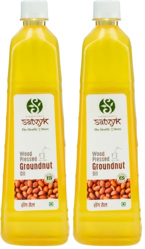 Image of S Siddhagiri's SATVYK THE HEALTH re STORE Wood Pressed Groundnut Oil - (Set of 3-3Ltr) - | Wooden Ghani | Kachi Ghani Peanut Oil | Unrefined Cooking Oil | Groundnut Oil for Cooking (Pack of 2)