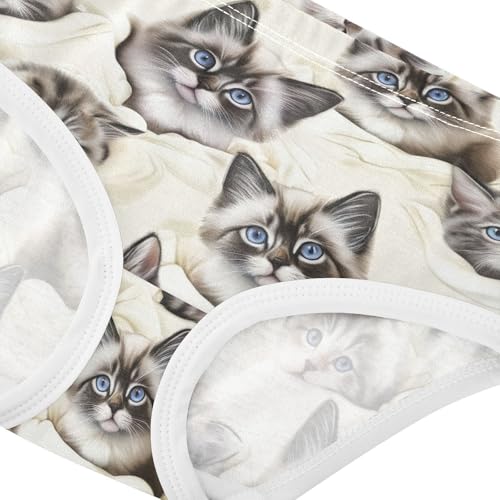 Joisal Cotton Toddler Underwear Floral Cute Kittens Cream Panties Little Girl Pattern Briefs Girls Undies 2t4