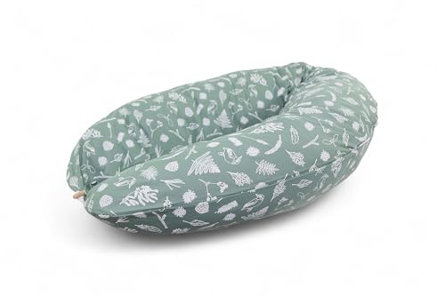 HOBEA-Germany Coussin d'allaitement 190 cm x 76 cm XXL Coussin de Grossesse Coussin pour Dormir sur Le côté avec Housse en Coton Biologique (forêt)