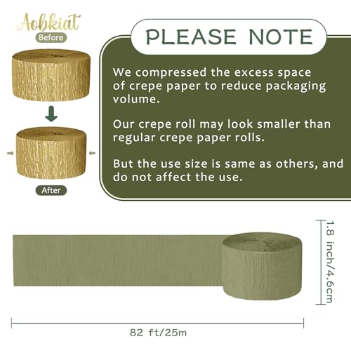 Image of AOBKIAT Baby Shower Decorations,Dark Green Sage Streamers Party Decorations | 5 Rolls Crepe Paper for Wedding,Bachelorette,Birthday,Woodland Themed,Christmas,New Year Decor