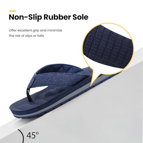 Mens Flip Flops Canvas Thong Sandals Arch Support Beach Slippers-Memory Foam Waterproof Open Toe Slides Summer Footwear4