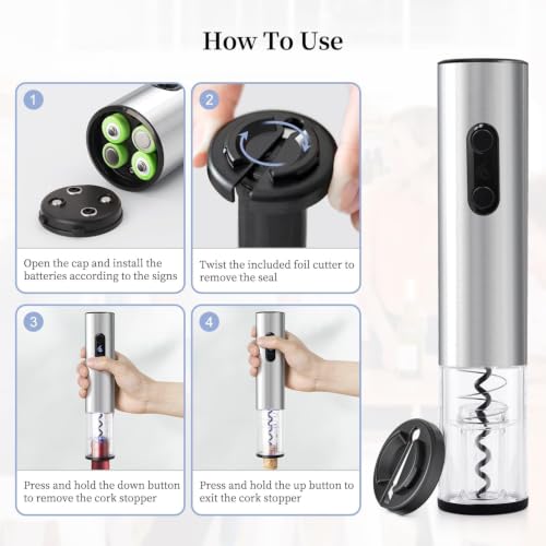 Image of PEIPU Electric Wine Bottle Opener, Easy to Use, Perfect for Home, Restaurants & Travel, Wine Lovers & Host, 1pack-Clear