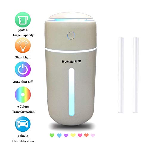 WeDoi Portable Ultrasonic Humidifier USB Car Humidifier 350Ml Car Mini Cool Mist Humidifier