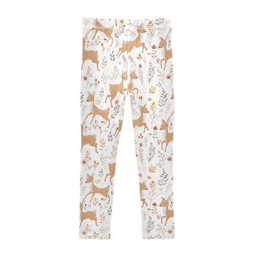 Girls' Athletic Leggings Ankle Length Yoga Dance Pants Kids Teen 4T Sika Deer2