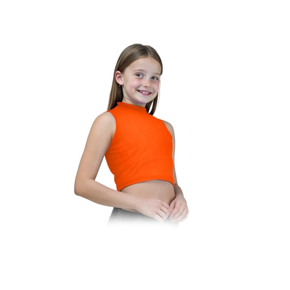 Image of Gum & Berries Girls Turtle Neck Crop Sleeveless Vest Tank Top Lightweight Disco Dance,