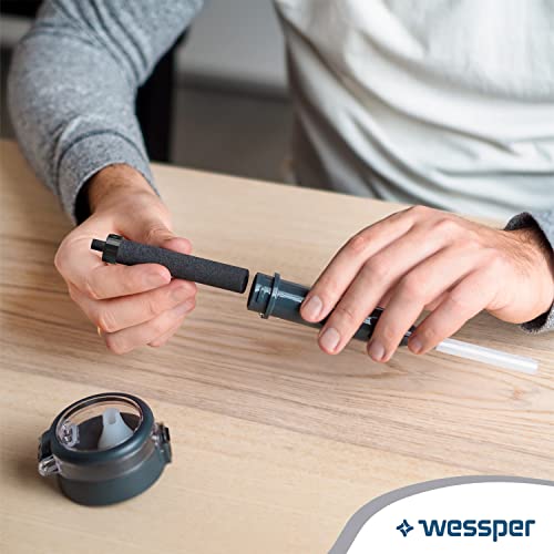 Wessper Tritanowa Butelka Filtrująca na Wodę BPA-free z filtrem 680 ml | Szara Sportowa Butelka na Wodę | Szczelna Sportowa Butelka na Rower do Szkoły Dzieci Fitnessu Jogi | Filtr z Węgla Aktywnego