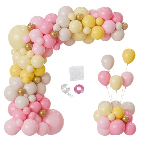 Pastel Pink Baby Pink Macaron Yellow Ivory White Bee Balloon Arch Kit