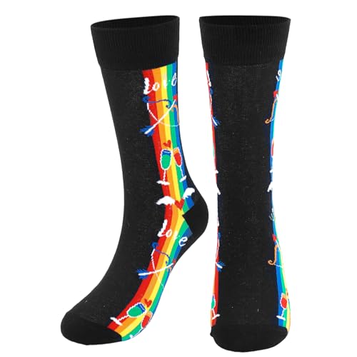 Pride Rainbow Socks Gay Novelty Heart Cotton Crew Sock, LGBTQ Stuff for Men and Women