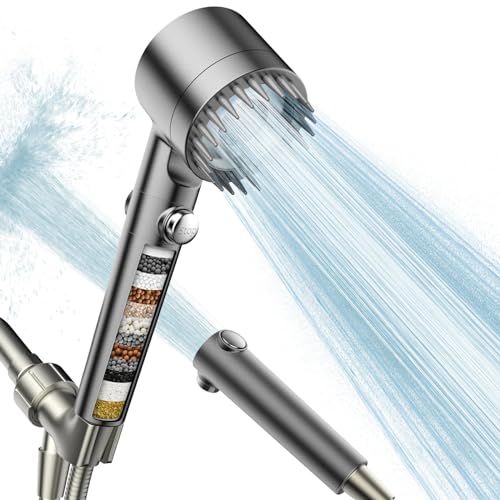 PWERAN Filtered Shower Head with Handheld, High Pressure Water Flow and Multiple Spray Modes Shower...