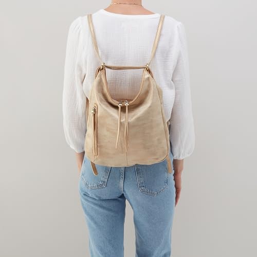 Image of HOBO Merrin Leather Bucket Backpack Convertible to Shoulder Bag for Women